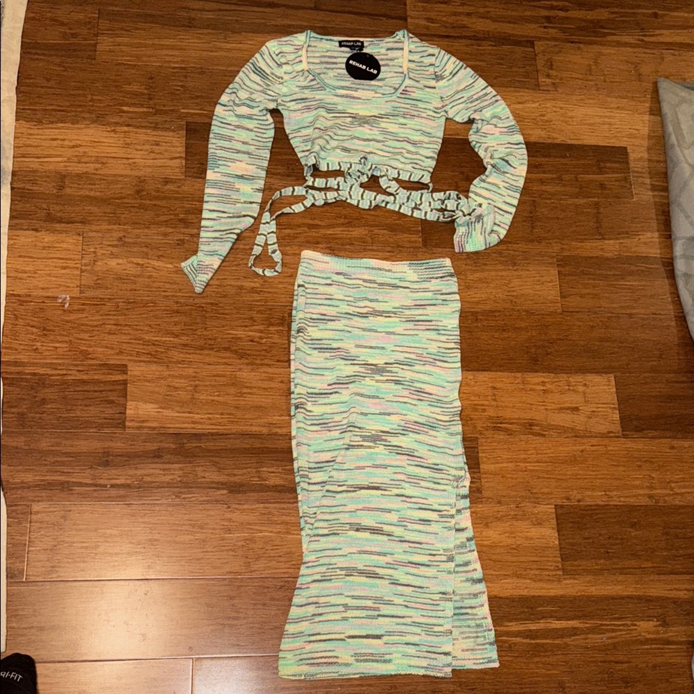 Striped Maxi Skirt Set in Green by [Brand]